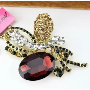 Betsey Johnson Retro Rhinestone Pendant Necklace