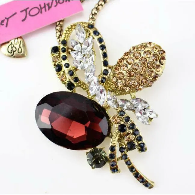 Betsey Johnson Retro Rhinestone Pendant Necklace