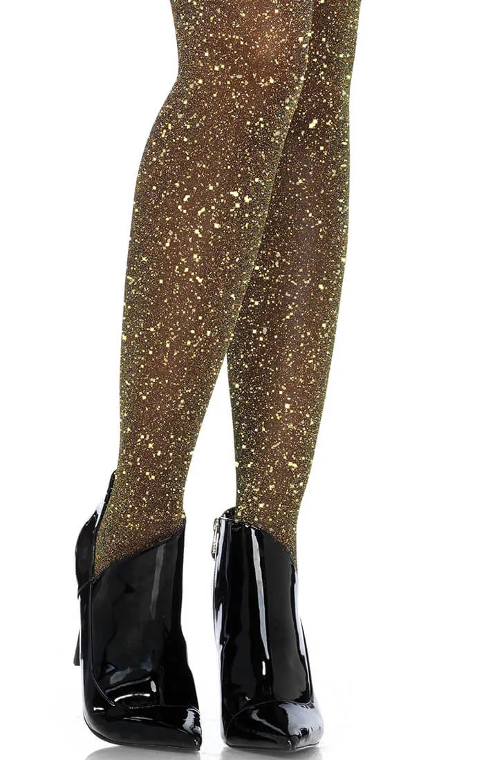 Black tights with gold glitter