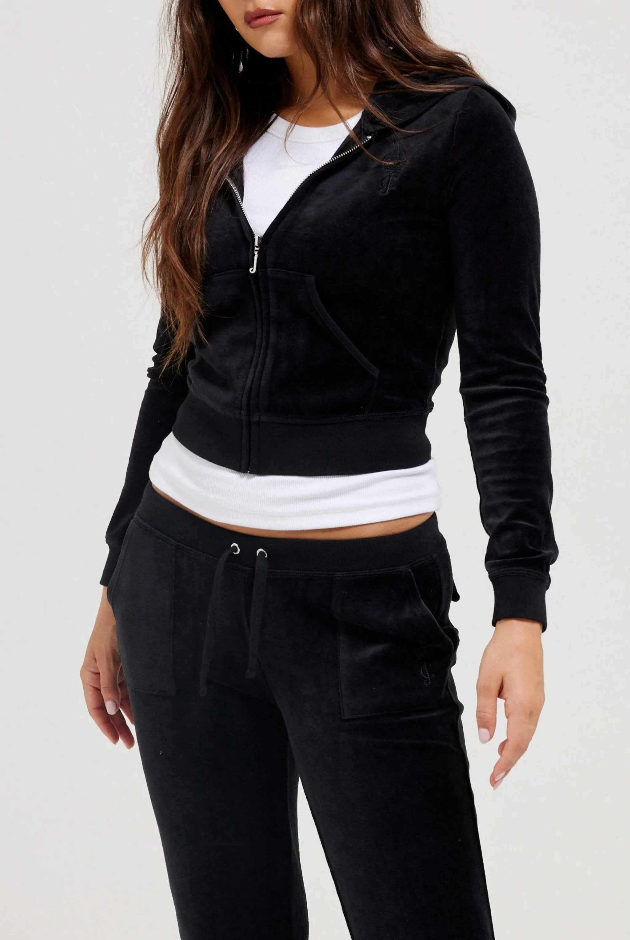 BLACK ULTRA LOW RISE BAMBOO VELOUR HERITAGE POCKETED BOTTOMS