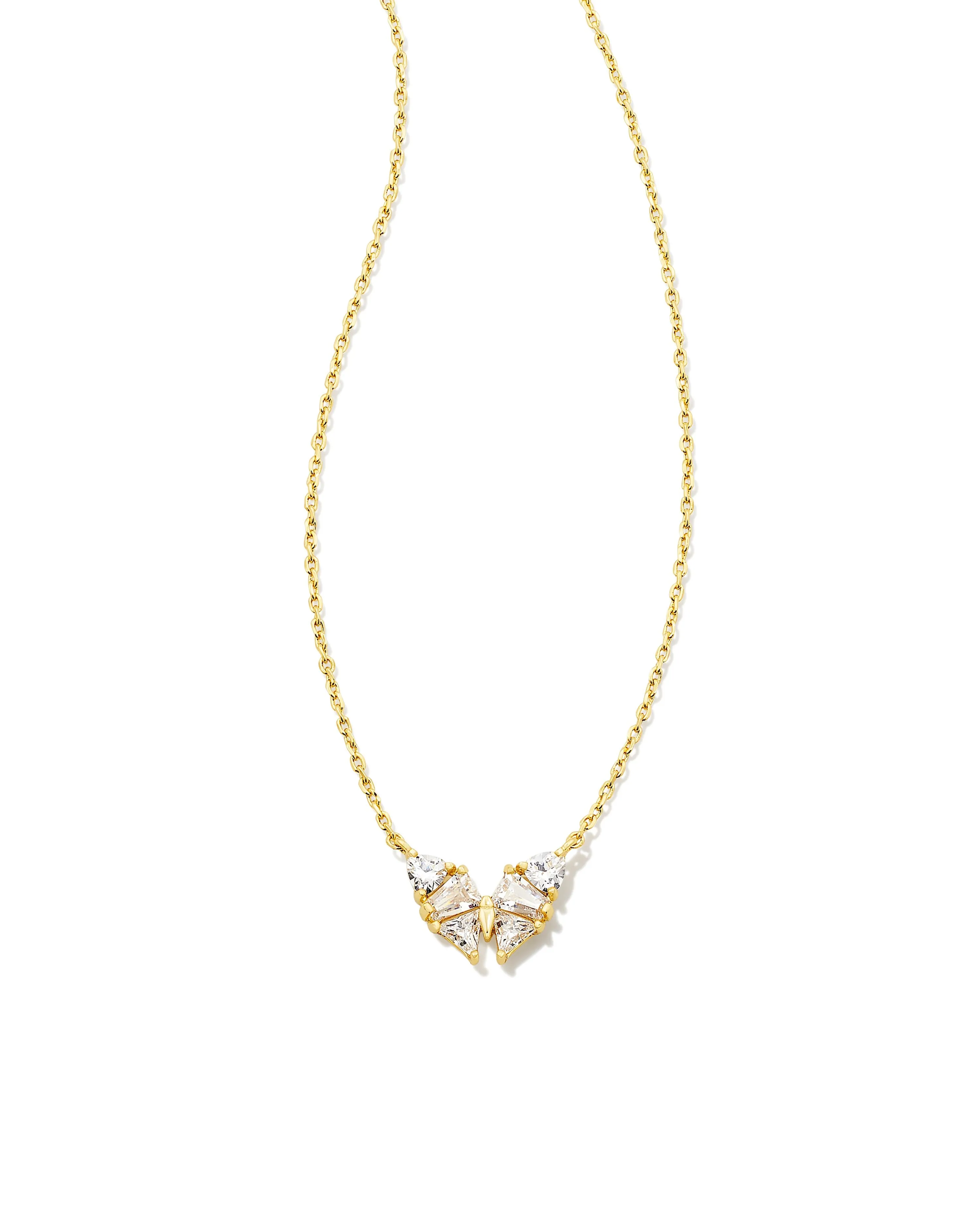Blair Butterfly Small Gold Pendant Necklace in White Crystal