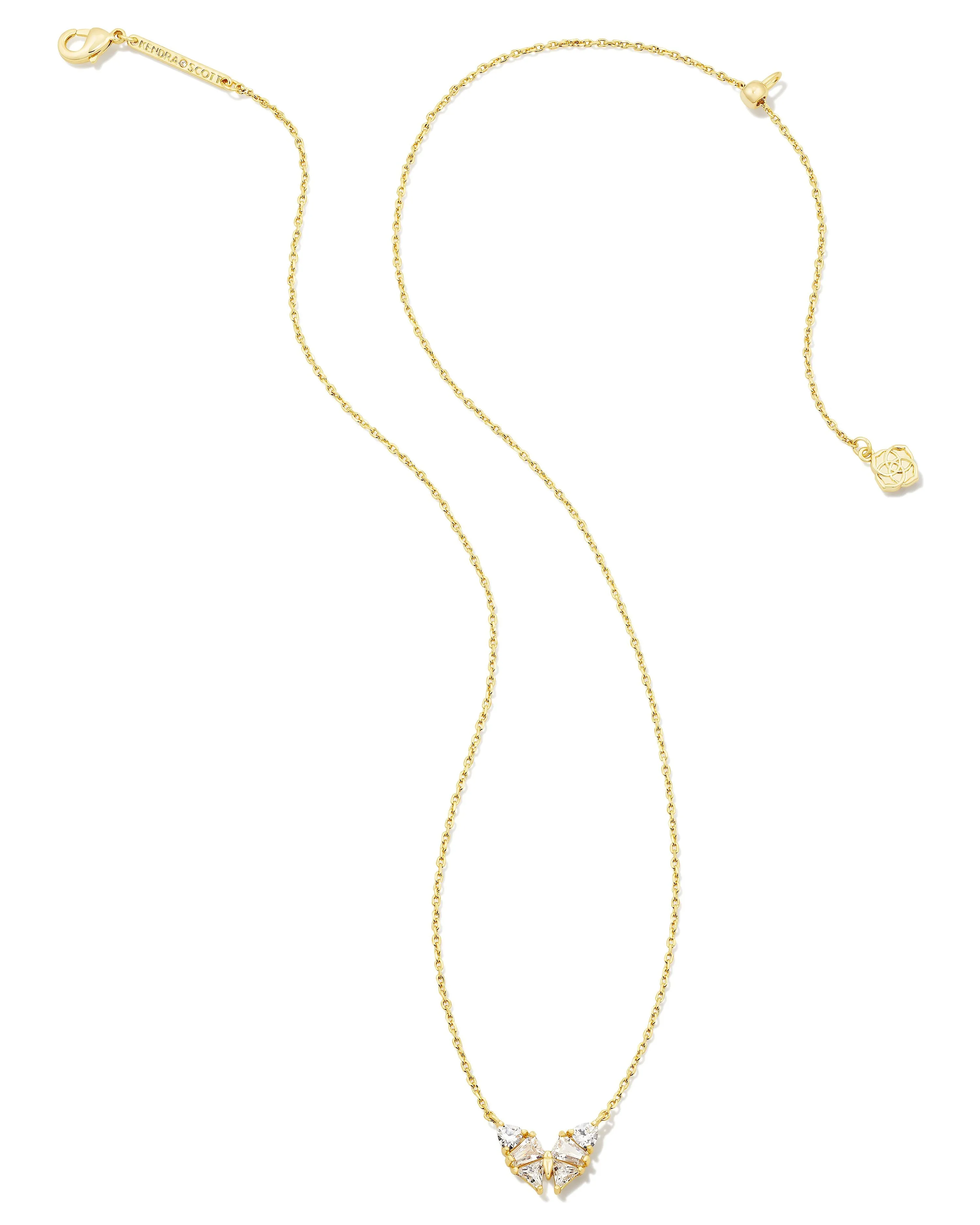 Blair Butterfly Small Gold Pendant Necklace in White Crystal