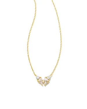 Blair Butterfly Small Gold Pendant Necklace in White Crystal