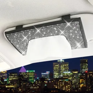 Bling Car Visor Mask Holder Sparkling Crystals Car Visor Tissue Holder with 1 Glitter Mask Hook