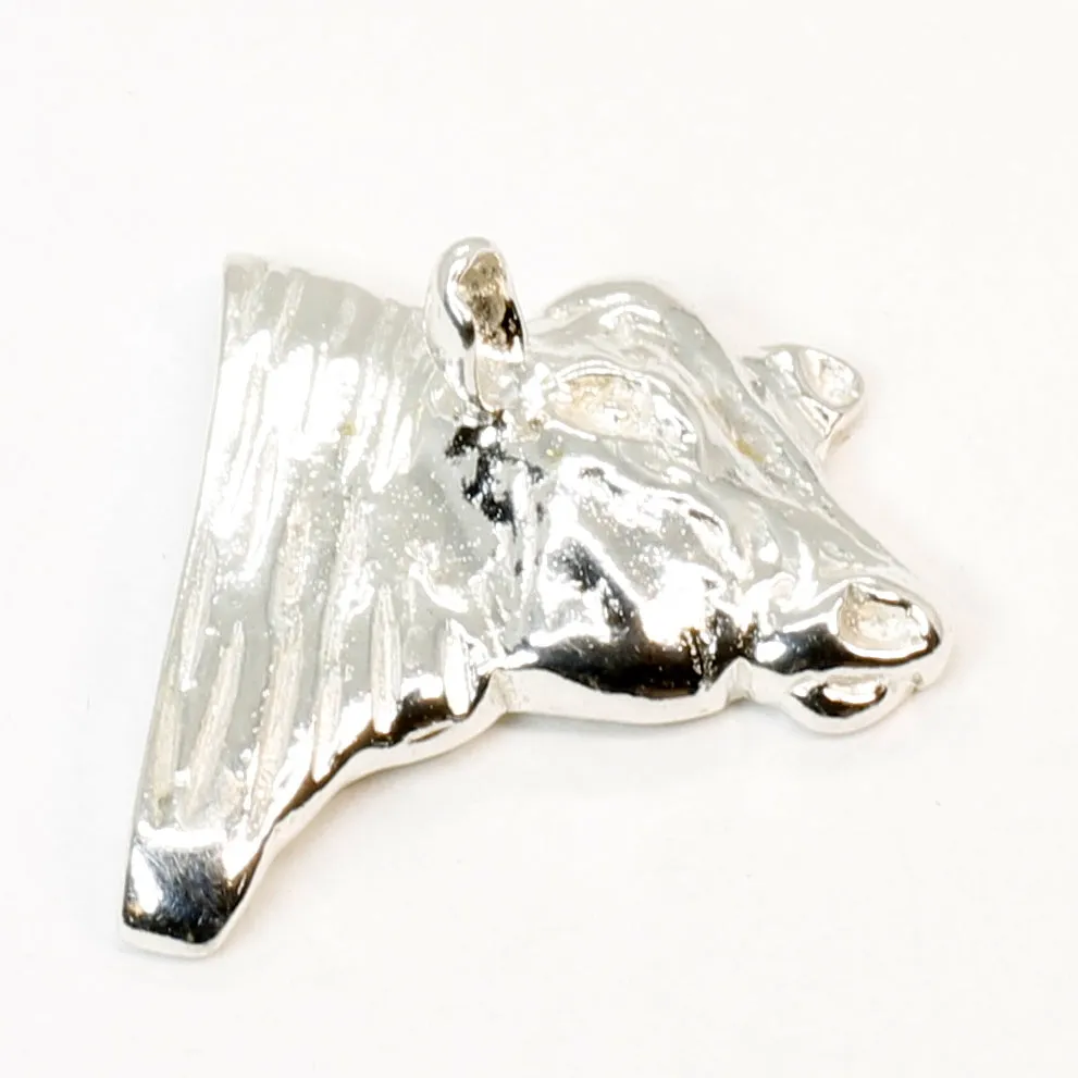 Bull Tie Tack or Lapel Pin For Him with 925 Sterling Silver Head of Angus Bull
