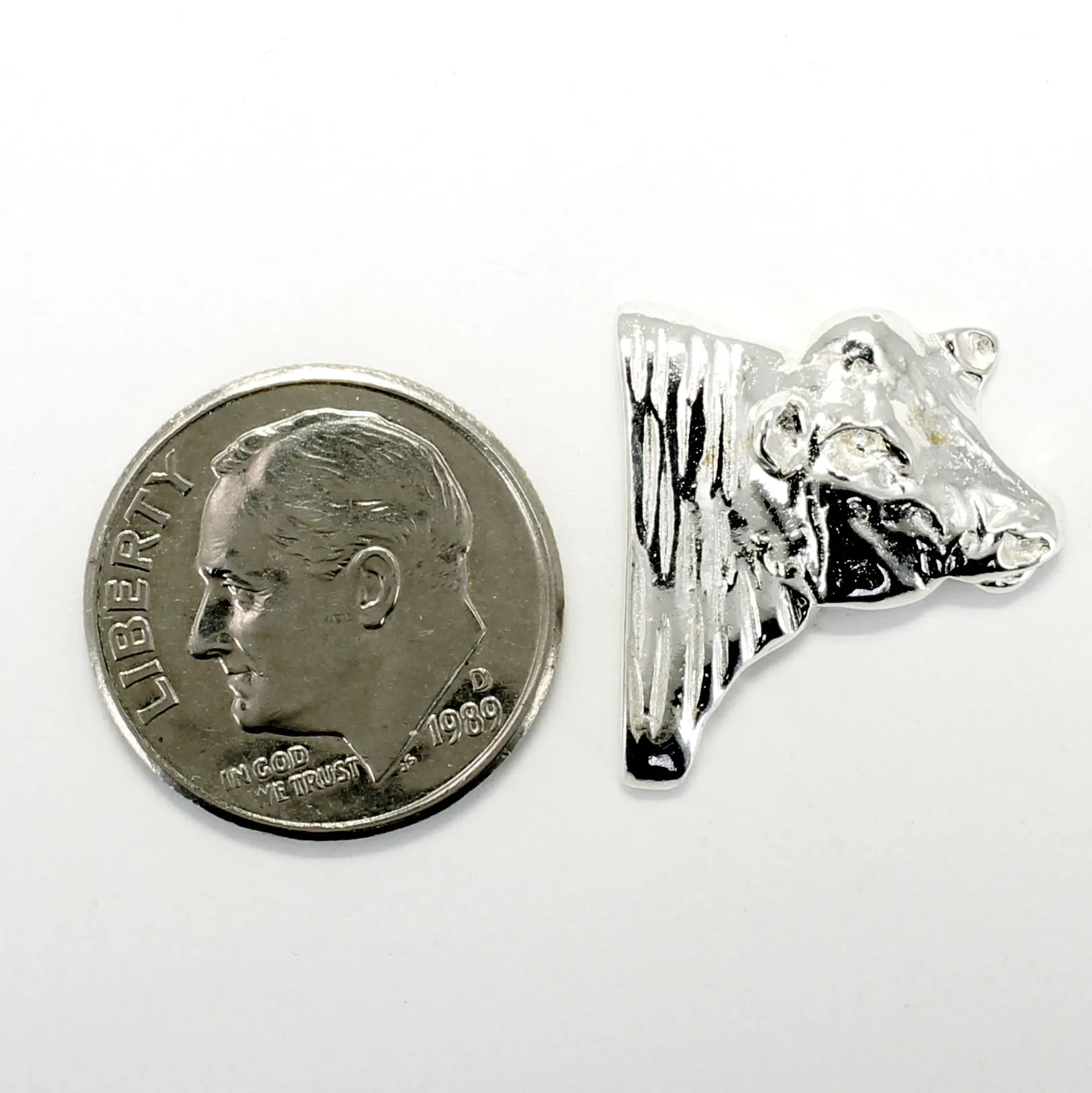 Bull Tie Tack or Lapel Pin For Him with 925 Sterling Silver Head of Angus Bull