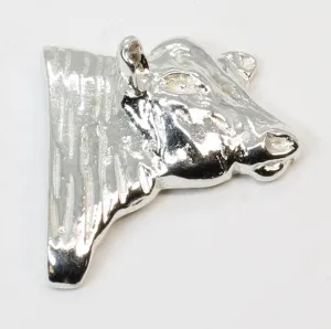 Bull Tie Tack or Lapel Pin For Him with 925 Sterling Silver Head of Angus Bull