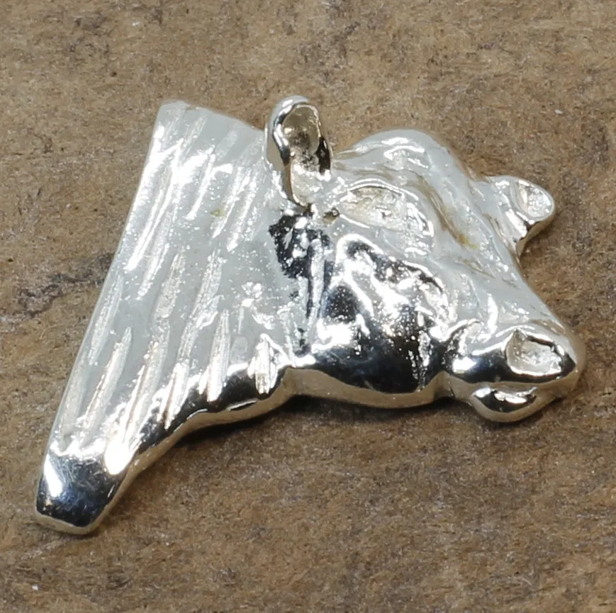 Bull Tie Tack or Lapel Pin For Him with 925 Sterling Silver Head of Angus Bull