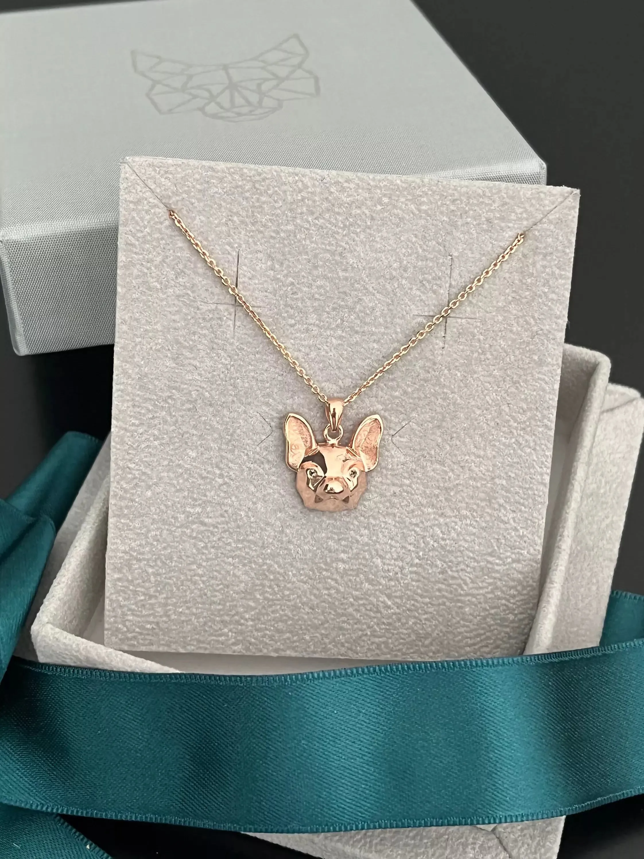 Bulldog 3D Pendant / Necklace in Sterling Silver with Gemstones / VYVYD Collection