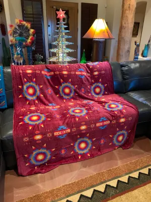 Burgundy Southwest Sunburst blanket