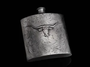 Carved Longhorn Flask