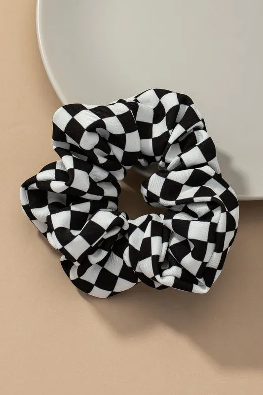 Check Pattern Soft Satin Hair Scrunchies