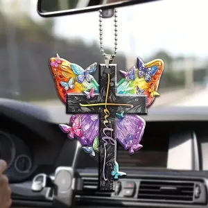Christianartbag Ornament, Butterfly Cross Faith Ornament, Christmas Ornament, Christmas Gift, Personalized Ornament, CABOM01250923.