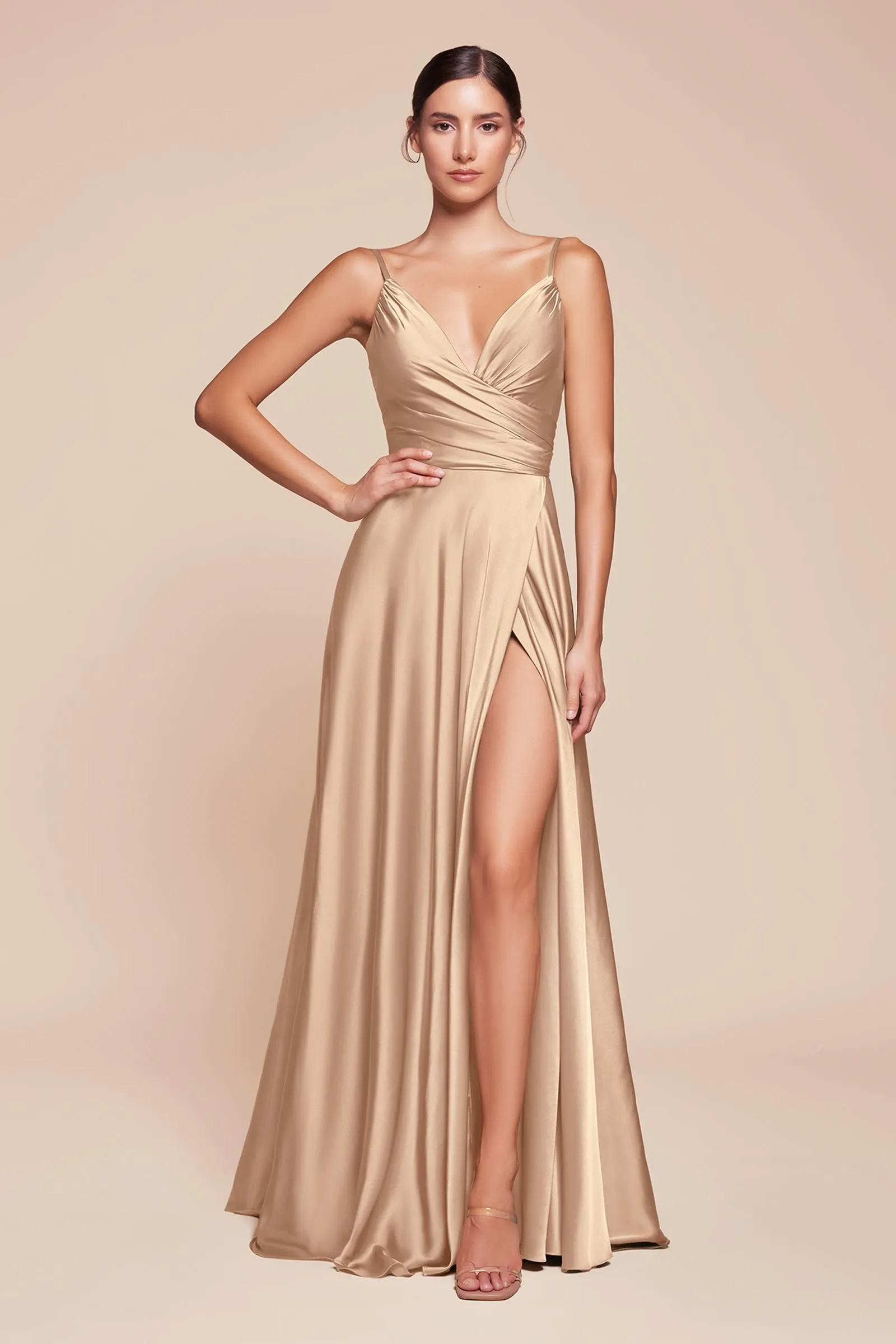 Cinderella Divine 7485 Sweetheart Neckline Soft Satin A-Line Formal Dress