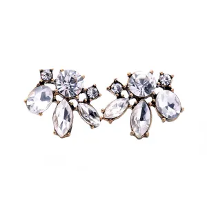 Clear Crystal & 18K Gold-Plated Floral Stud Earrings