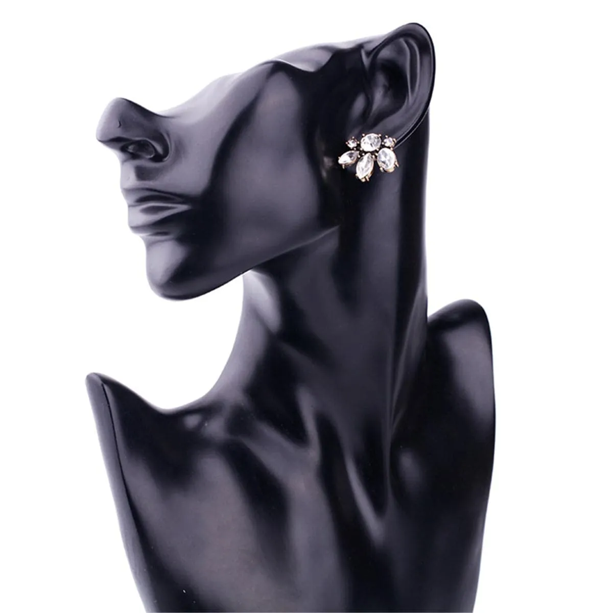 Clear Crystal & 18K Gold-Plated Floral Stud Earrings