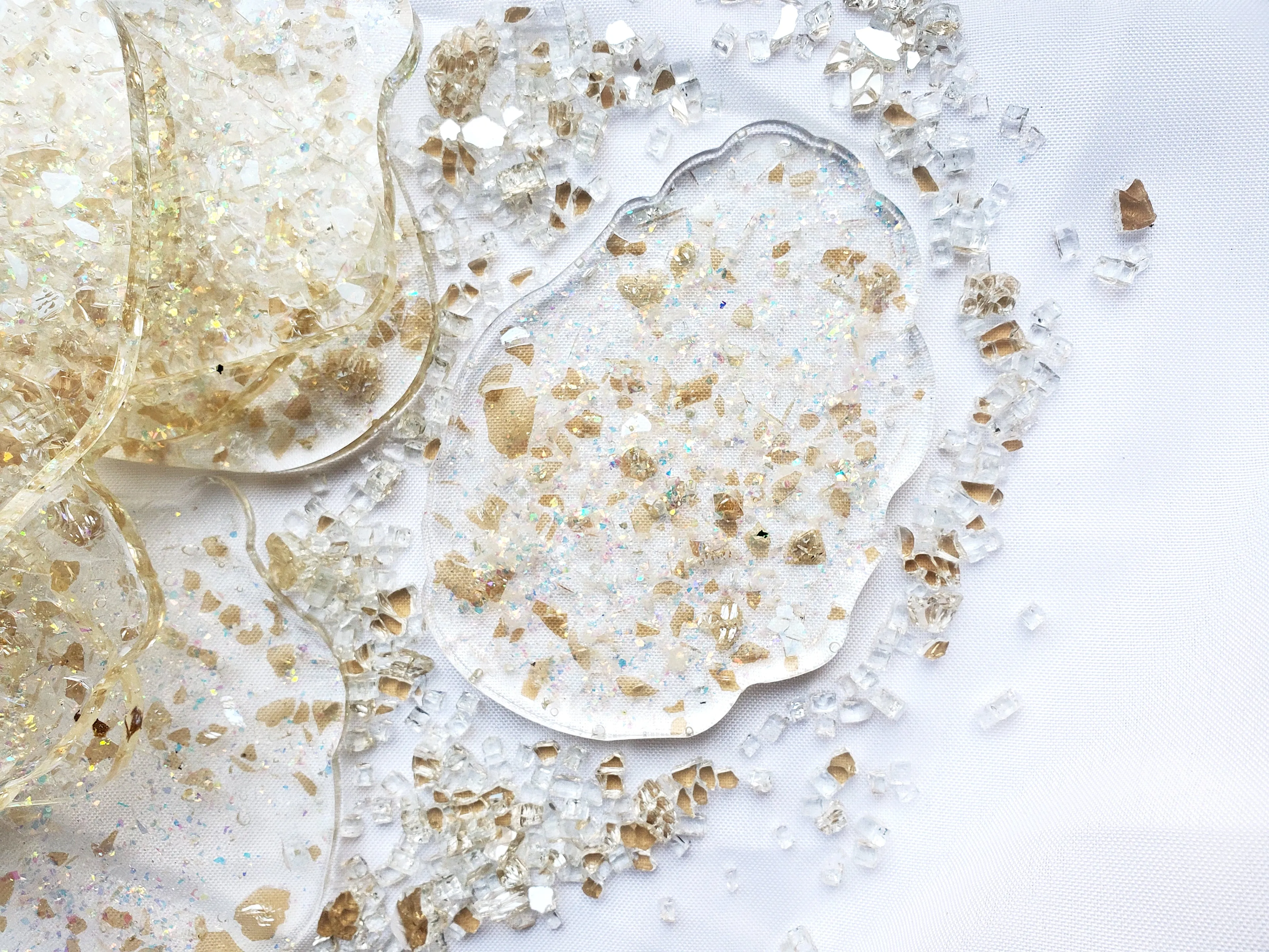 Clear Shattered Glass Resin Coaster - Set of 2