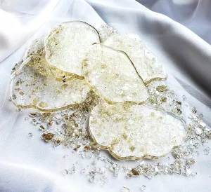 Clear Shattered Glass Resin Coaster - Set of 2