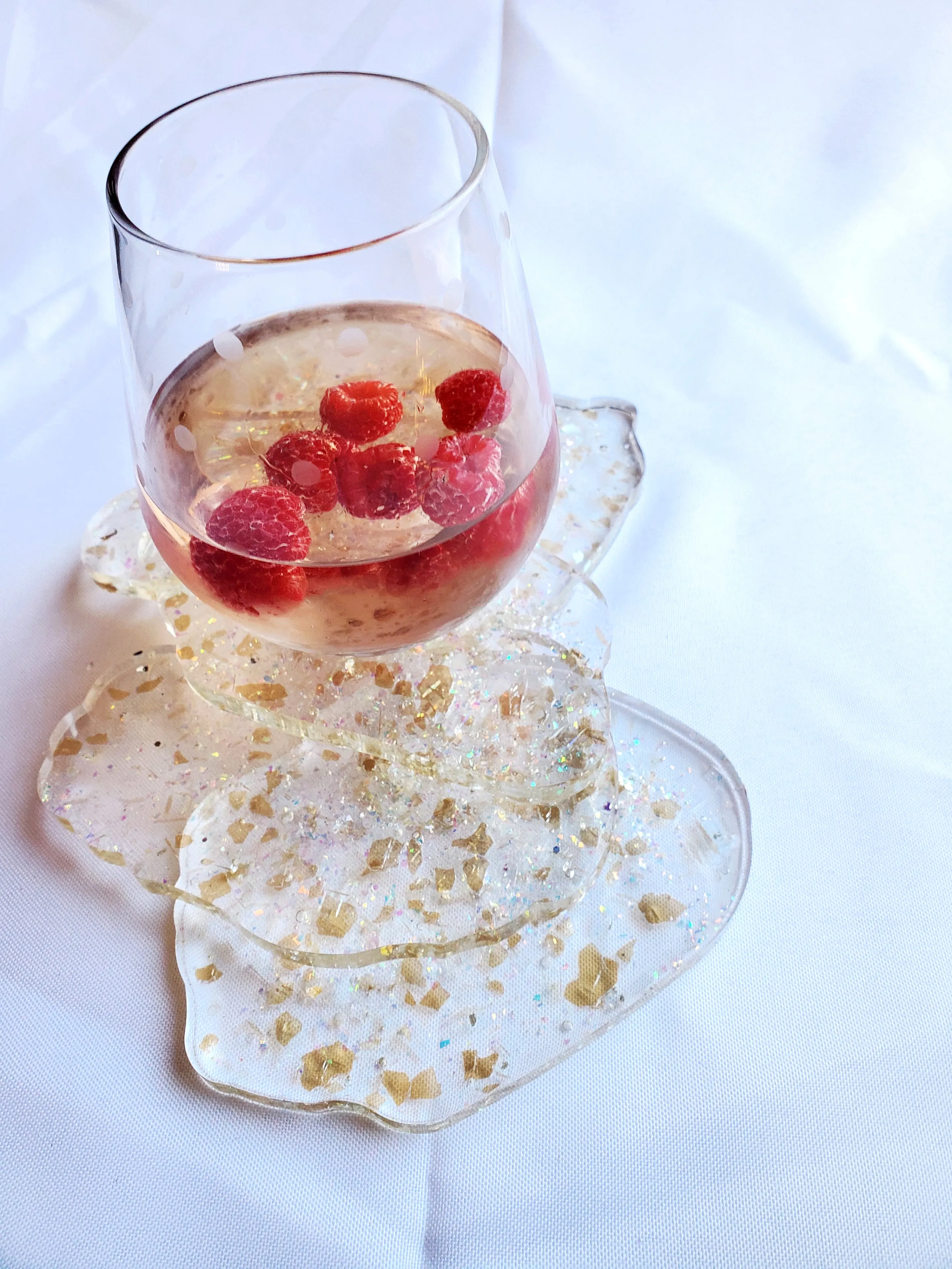 Clear Shattered Glass Resin Coaster - Set of 2