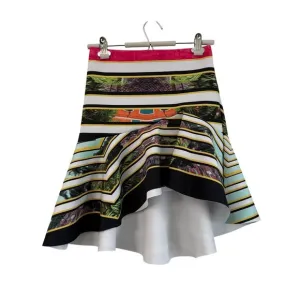 Clover Canyon Geometric Tropical Palm Neoprene Fit Flare Peplum Skirt Small