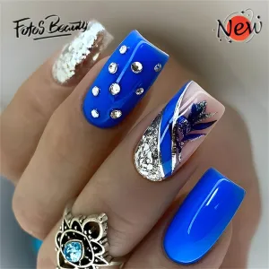 Coffin Blue Rose Silver Edge