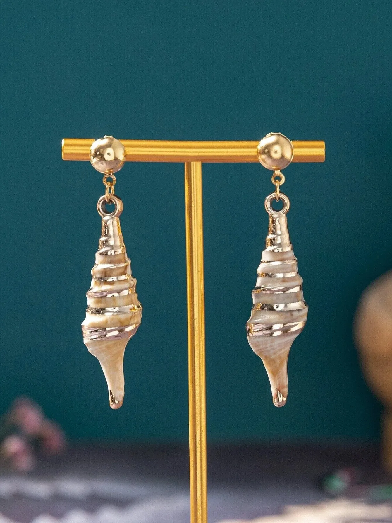 Conch Seashell Earrings, Boho Tropical Beach Stud Earrings, Mermaid Style Earrings, Bridal Seashell Ear Studs