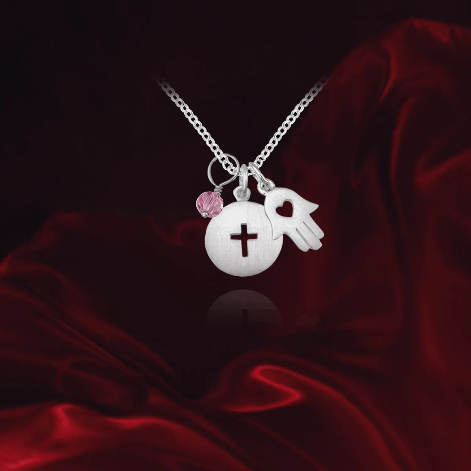 Cross and Hamsa Pendant