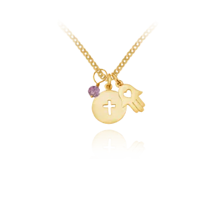 Cross and Hamsa Pendant