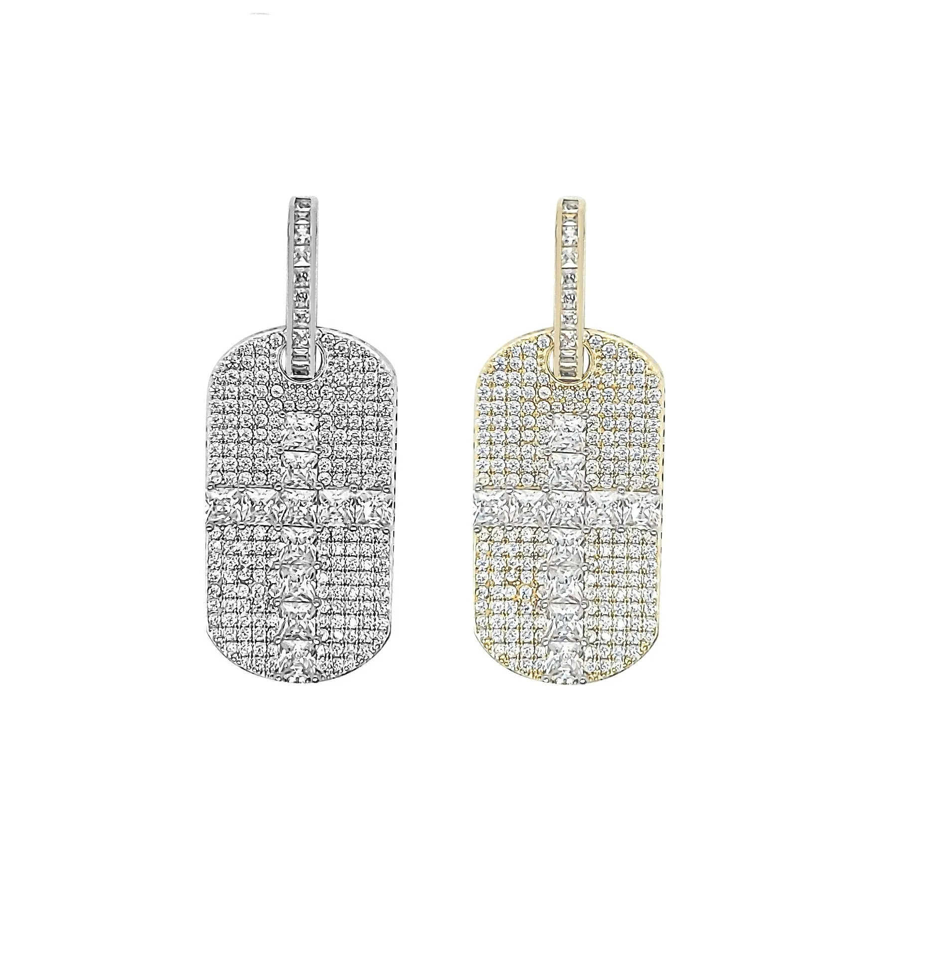 Cross Medal Bar 1.8" Sterling Cubic Zirconia Pendant Charm - C410569