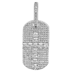 Cross Medal Bar 1.8" Sterling Cubic Zirconia Pendant Charm - C410569