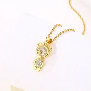 Crystal & 18K Gold-Plated Bear Pendant Necklace
