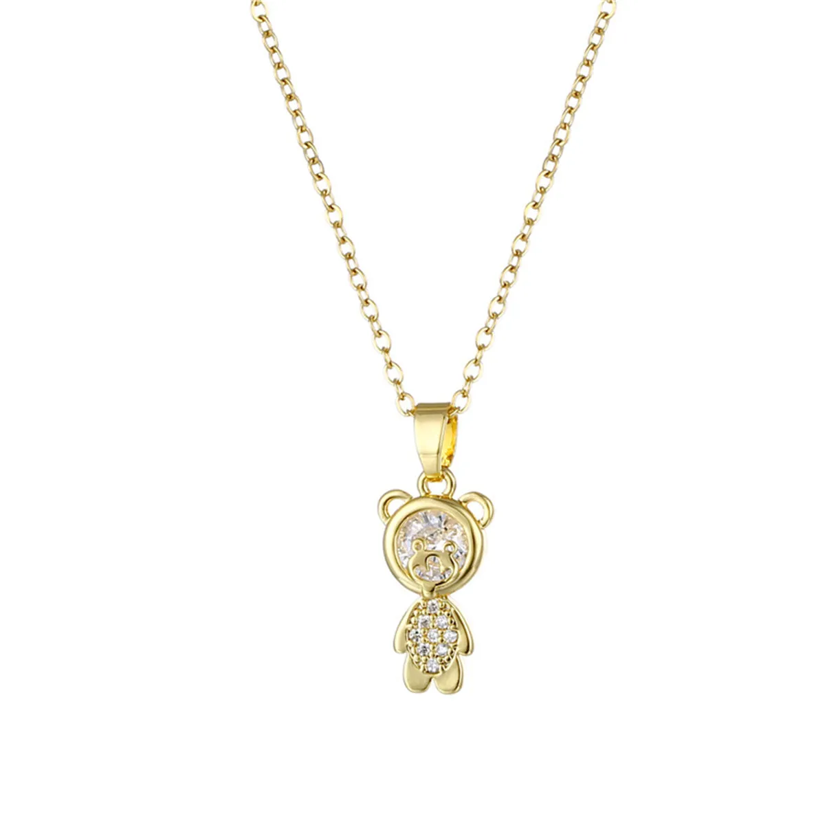 Crystal & 18K Gold-Plated Bear Pendant Necklace