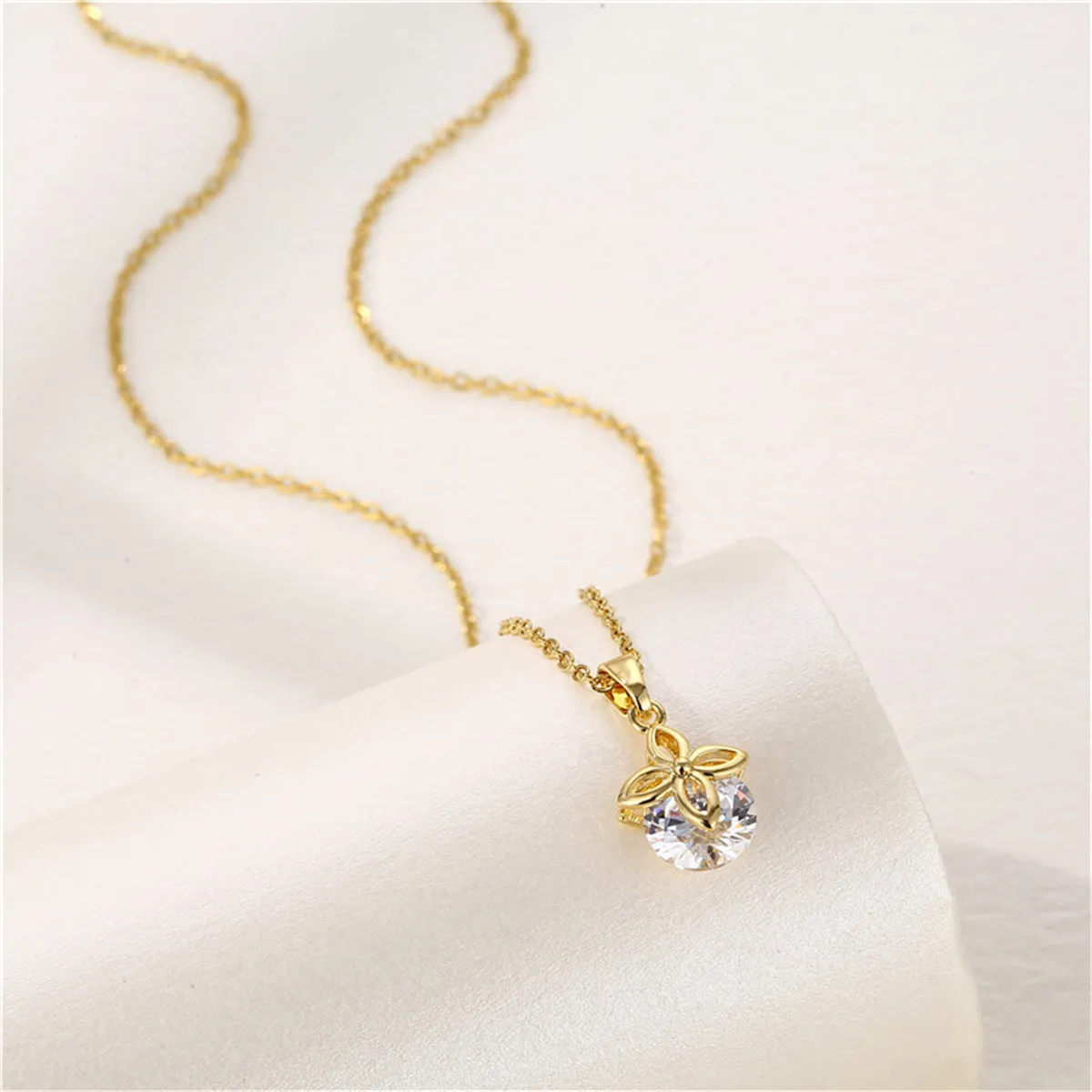 Crystal & 18K Gold-Plated Clover Pendant Necklace