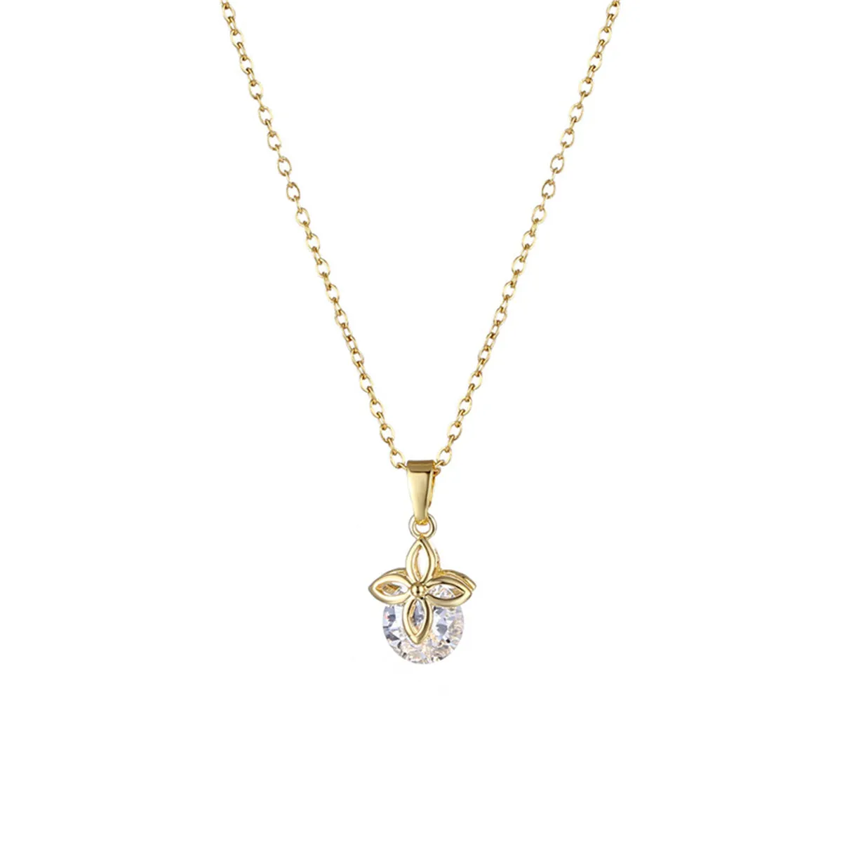 Crystal & 18K Gold-Plated Clover Pendant Necklace