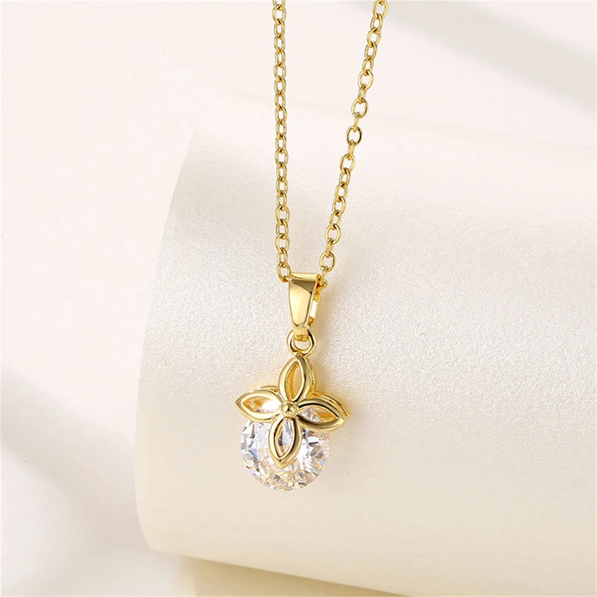 Crystal & 18K Gold-Plated Clover Pendant Necklace