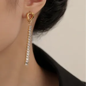 Crystal & 18K Gold-Plated Cuban Chain Drop Earrings