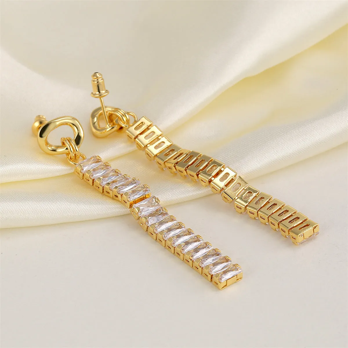 Crystal & 18K Gold-Plated Cuban Chain Drop Earrings