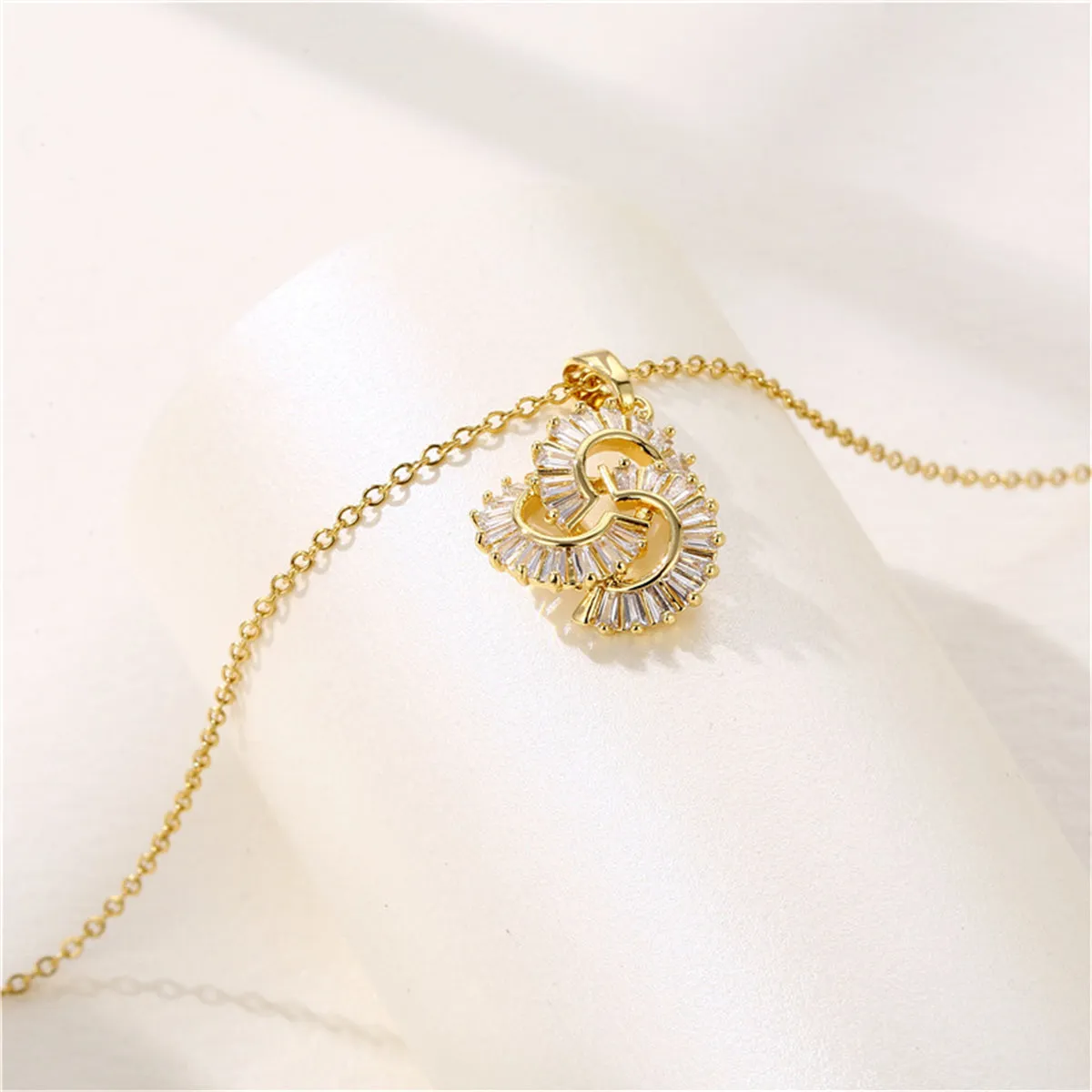 Crystal & 18K Gold-Plated Interlocked Swirl Pendant Necklace