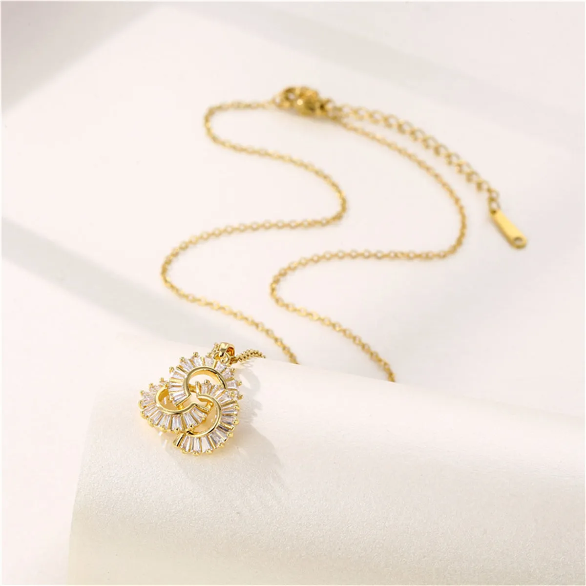 Crystal & 18K Gold-Plated Interlocked Swirl Pendant Necklace
