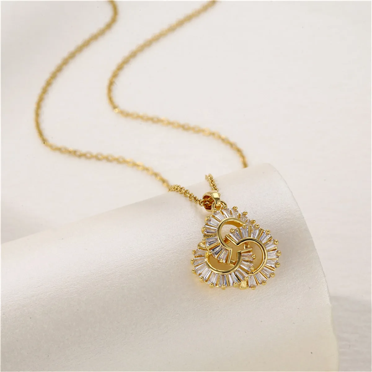 Crystal & 18K Gold-Plated Interlocked Swirl Pendant Necklace