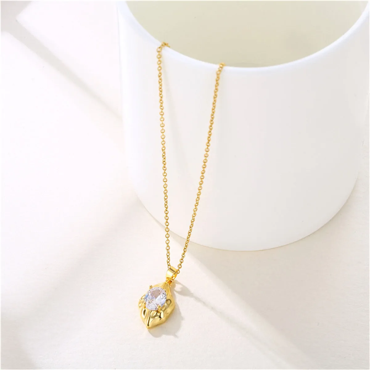 Crystal & 18K Gold-Plated Irregular Drop Pendant Necklace