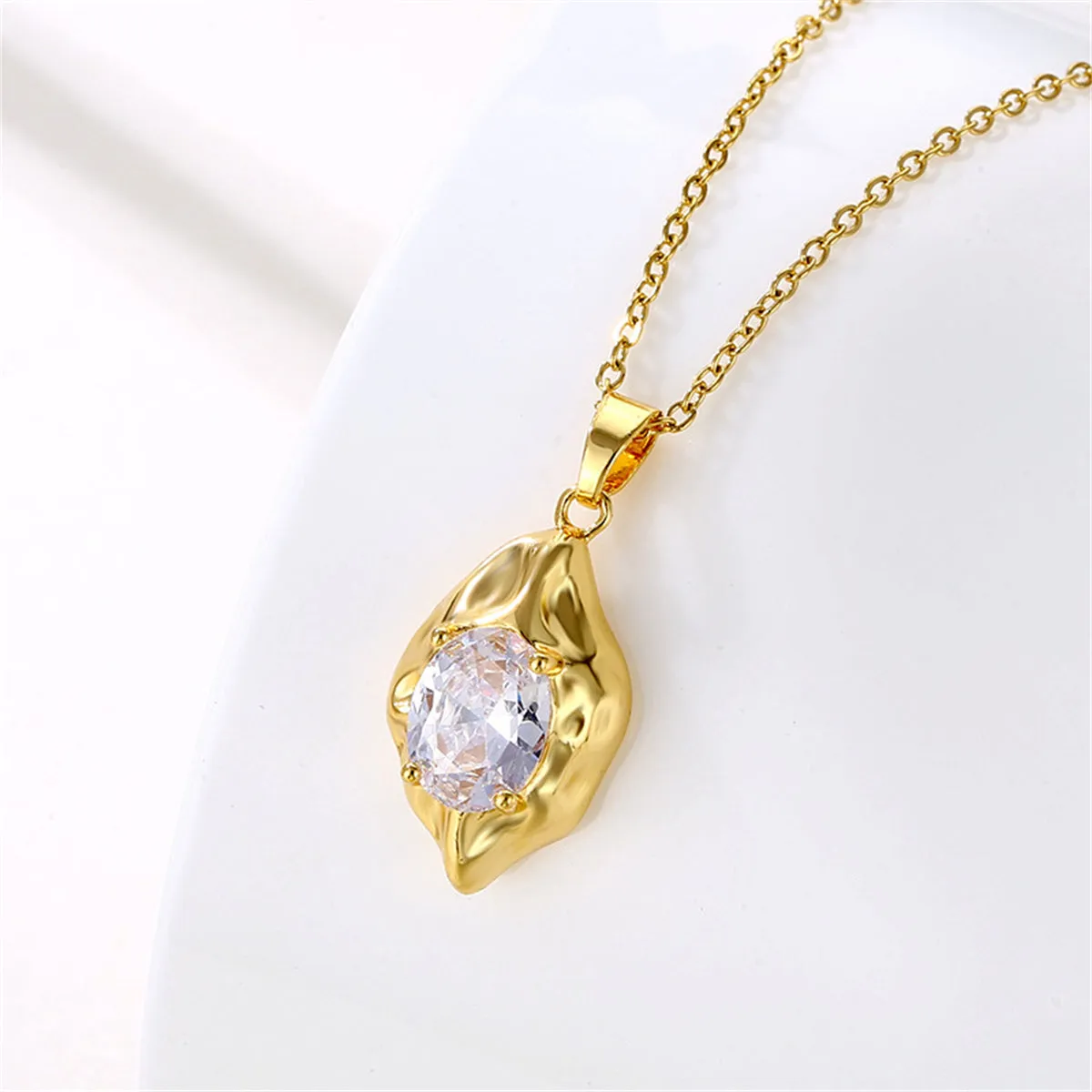 Crystal & 18K Gold-Plated Irregular Drop Pendant Necklace