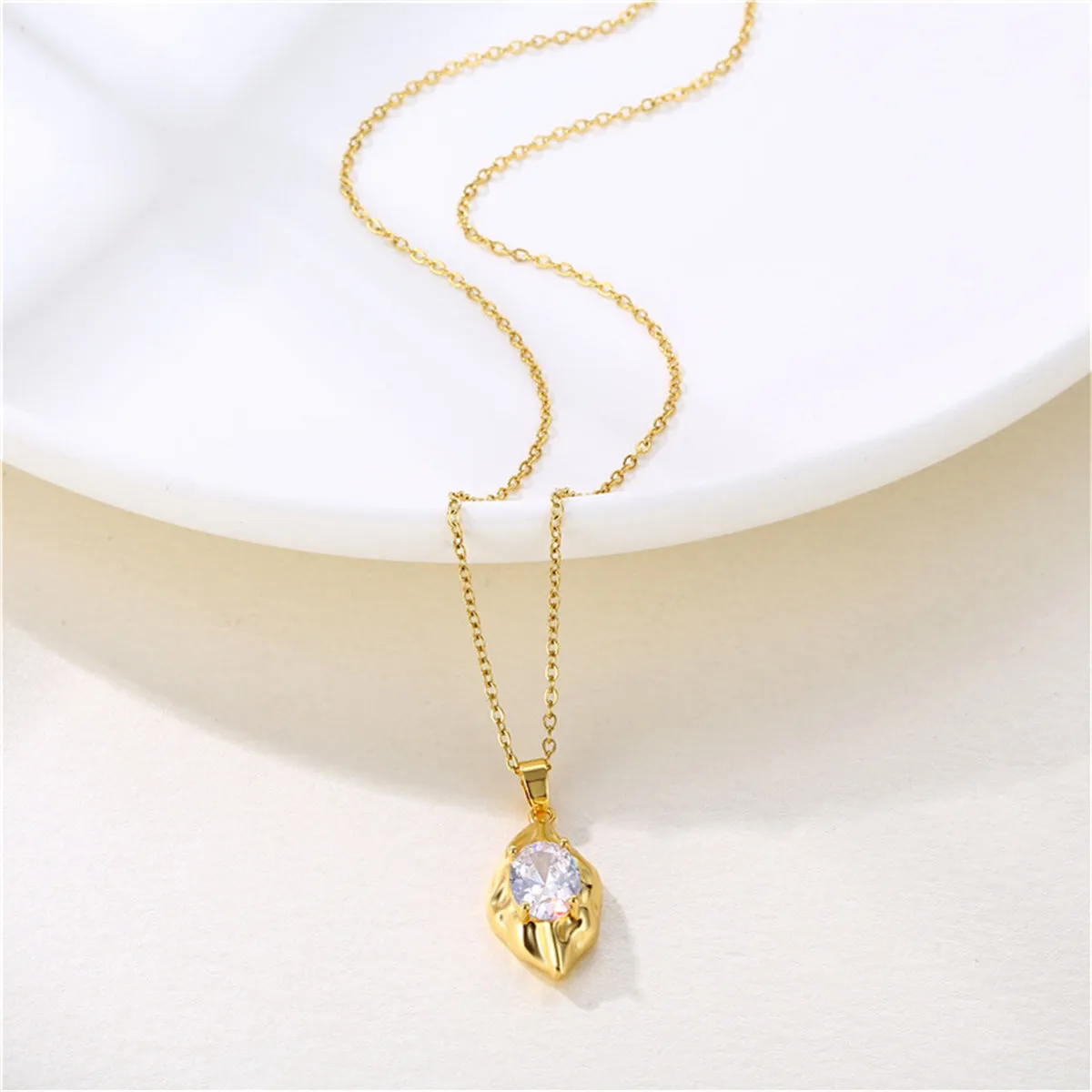 Crystal & 18K Gold-Plated Irregular Drop Pendant Necklace