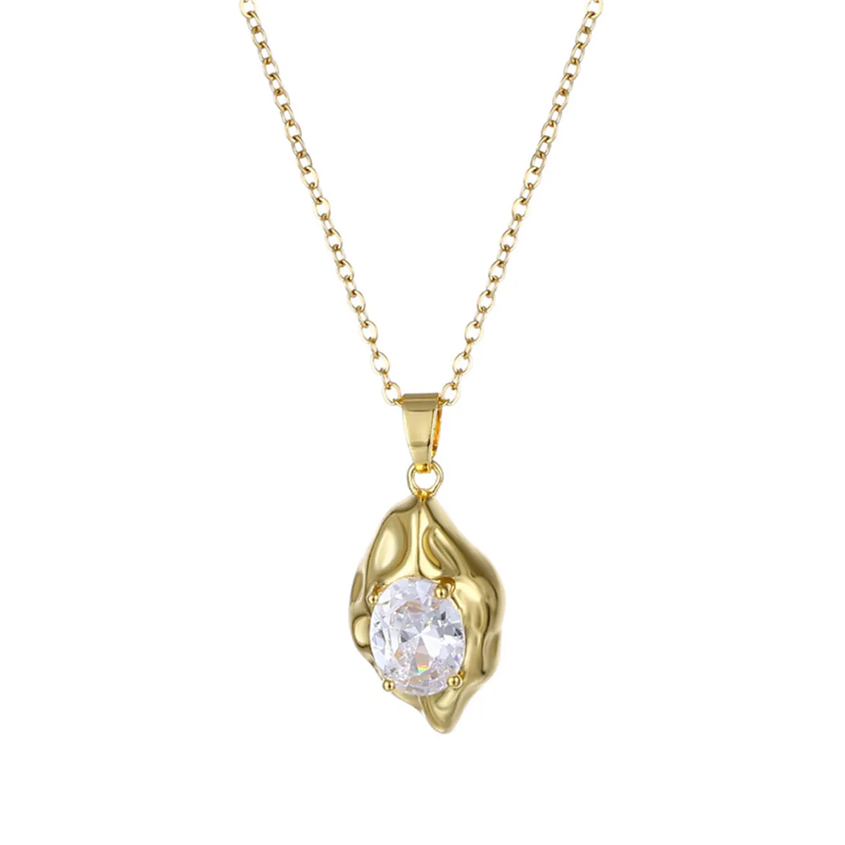 Crystal & 18K Gold-Plated Irregular Drop Pendant Necklace