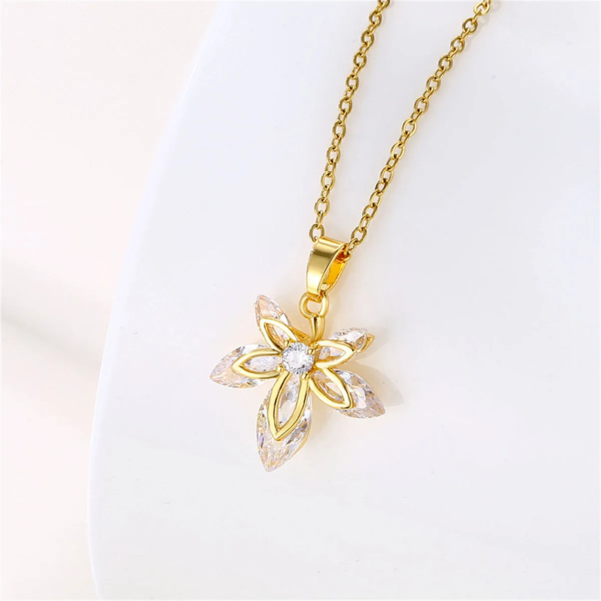 Crystal & 18K Gold-Plated Leaf Pendant Necklace