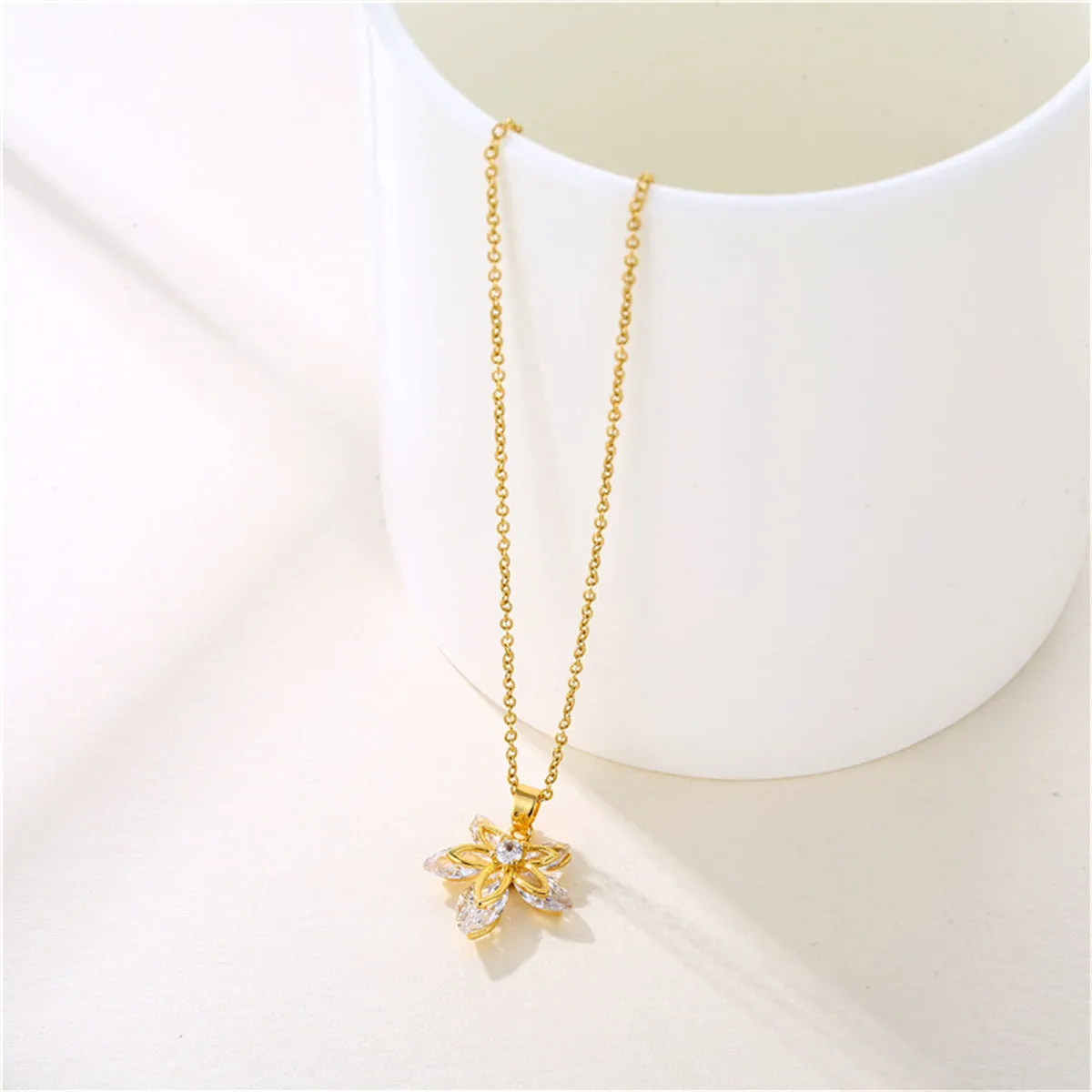 Crystal & 18K Gold-Plated Leaf Pendant Necklace
