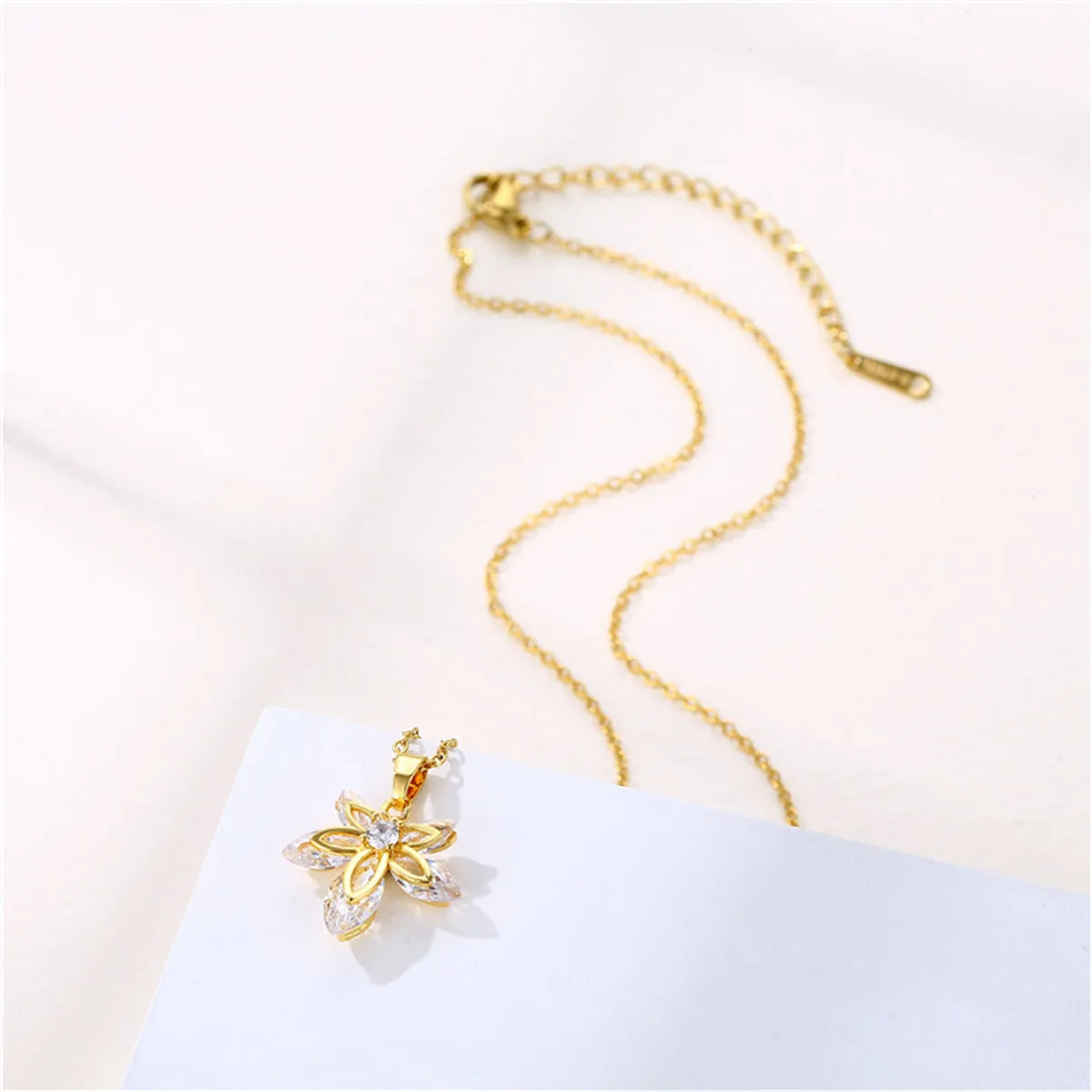 Crystal & 18K Gold-Plated Leaf Pendant Necklace