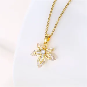 Crystal & 18K Gold-Plated Leaf Pendant Necklace