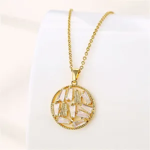 Crystal & 18K Gold-Plated Round Pendant Necklace