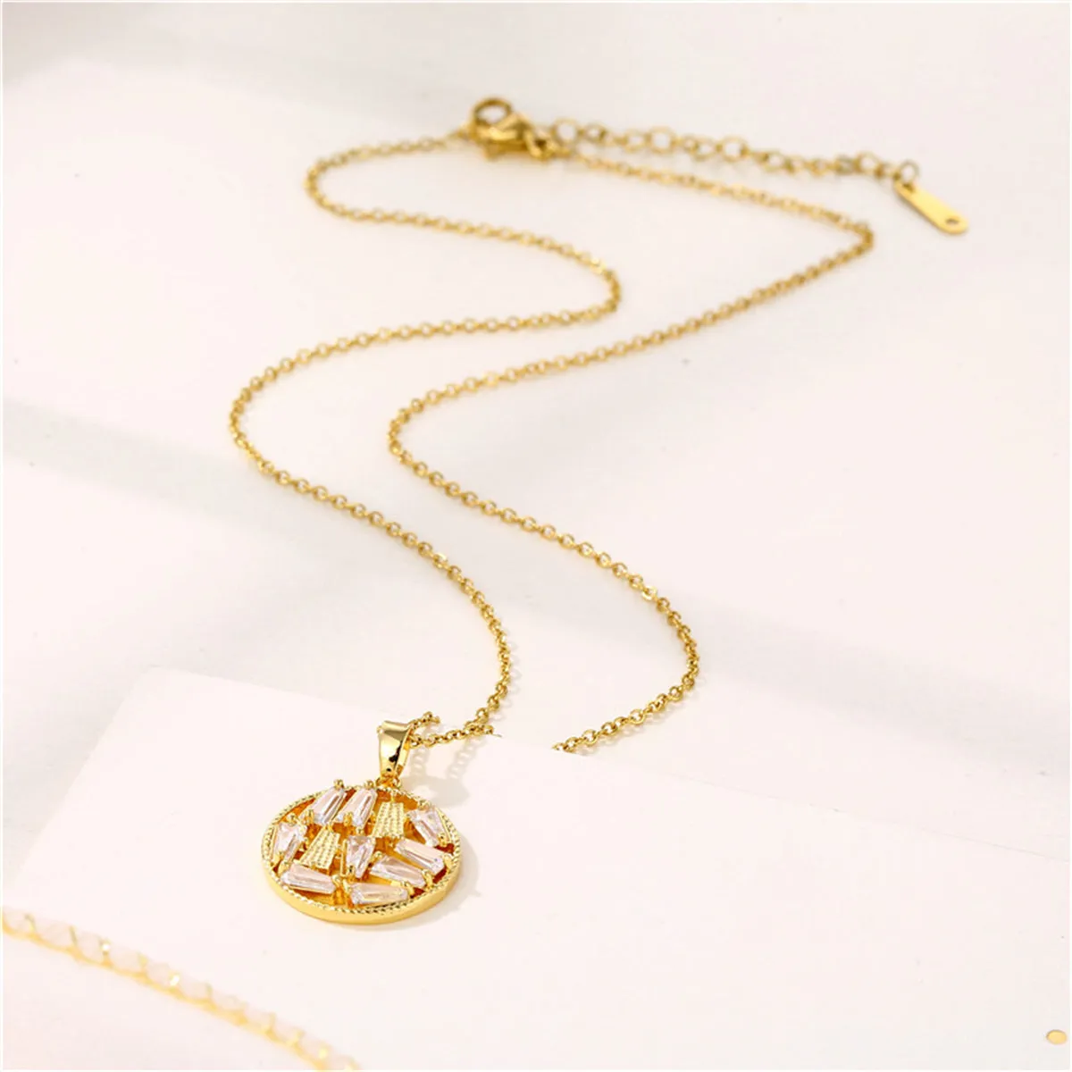 Crystal & 18K Gold-Plated Round Pendant Necklace